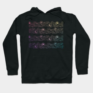 Celestial Sun and Clouds in Pastel Rainbow Hoodie